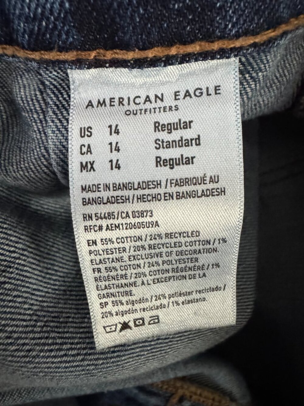 American Eagle Stovepipe Stretch Jeans Size 14 Regular Medium Wash Denim - Picture 9 of 10